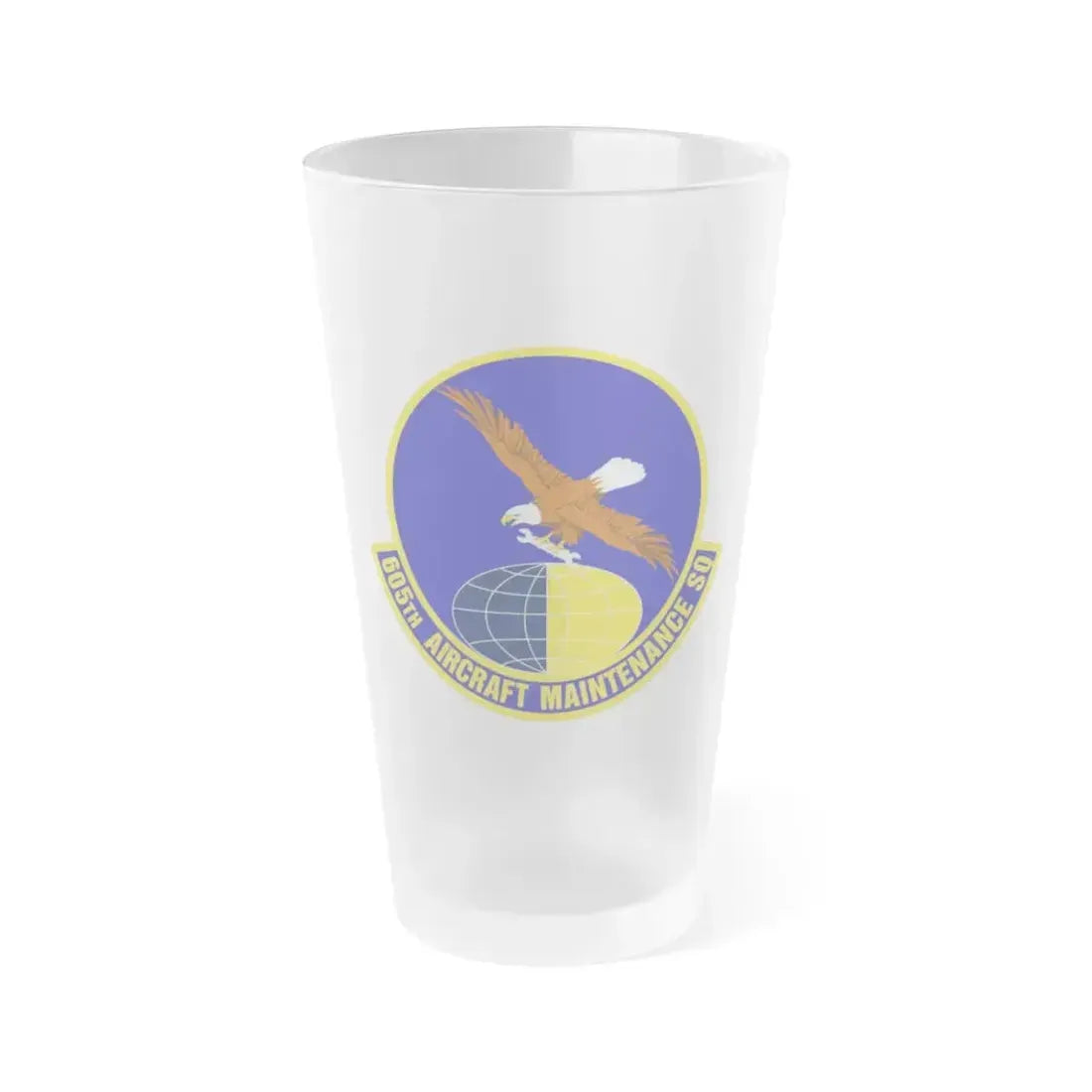 605 Aircraft Maintenance Squadron AMC (U.S. Air Force) Frosted Pint Glass 16oz 16oz Frosted - Go Mug Yourself