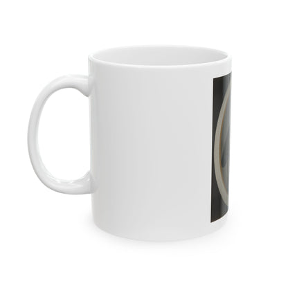 Private Silas York Of Co. F, 5th Illinois Cavalry Regiment, With Single Shot Percussion Pistol, Lefaucheux Revolver, And Sword (U.S. Civil War) White Coffee Mug
