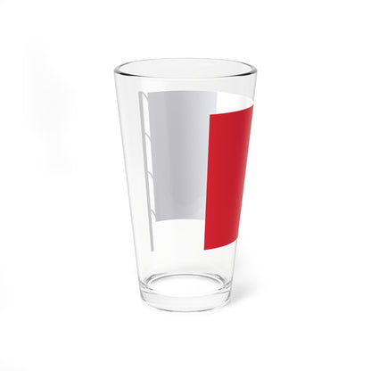 Flag of France on staff hoist right (France) Pint Glass 16oz
