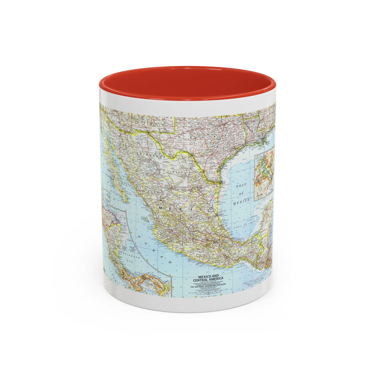 Central America - Mexico (1961) (Map) Accent Coffee Mug