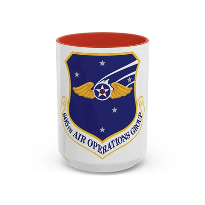 605th Air Operations Group (U.S. Air Force) Accent Coffee Mug 15oz Red - Go Mug Yourself