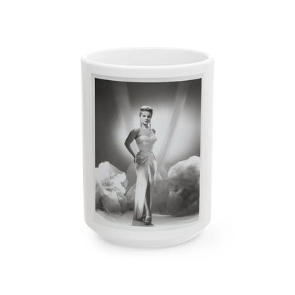 Debra Paget #616 - 8x10 B&W Full Body Glamour Promo Photo circa 50's (Vintage Female Icon) White Coffee Mug-15oz-Go Mug Yourself