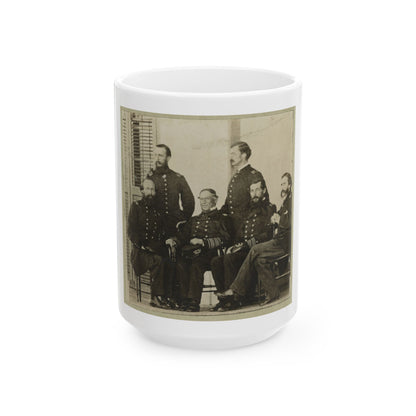 Group Portrait Of Officers With Admiral David G. Farragut Seated, Center (U.S. Civil War) White Coffee Mug