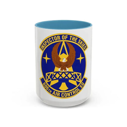 606th Air Control Squadron (U.S. Air Force) Accent Coffee Mug 15oz Light Blue - Go Mug Yourself