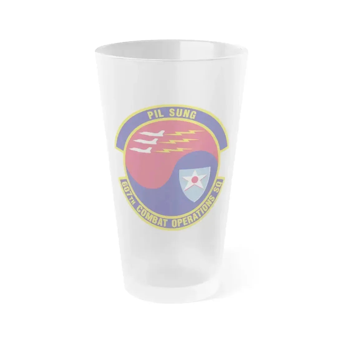 607th Combat Operations Squadron (U.S. Air Force) Frosted Pint Glass 16oz 16oz Frosted - Go Mug Yourself
