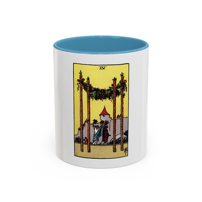 The 4 of Wands (Tarot Card) Accent Coffee Mug