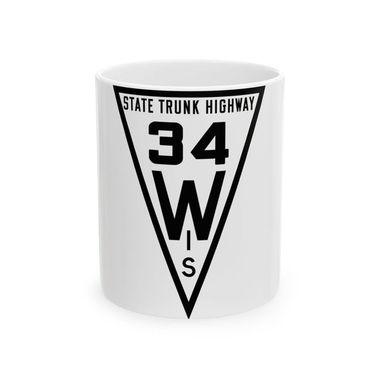 WIS 34 1919 (Wisconsin) (Road Sign) White Coffee Mug