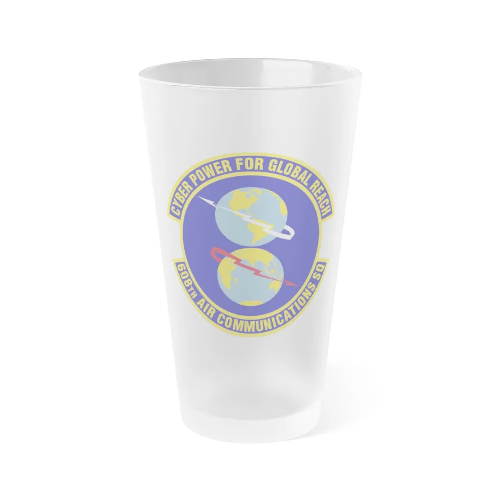 608th Air Communications Squadron (U.S. Air Force) Frosted Pint Glass 16oz-Go Mug Yourself