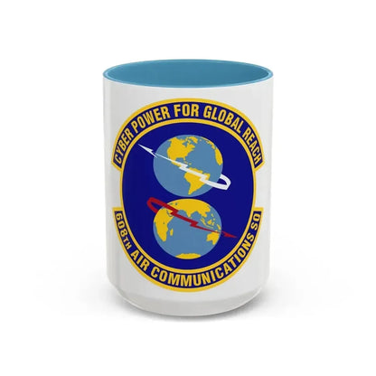 608th Air Communications Squadron (U.S. Air Force) Accent Coffee Mug 15oz Light Blue - Go Mug Yourself