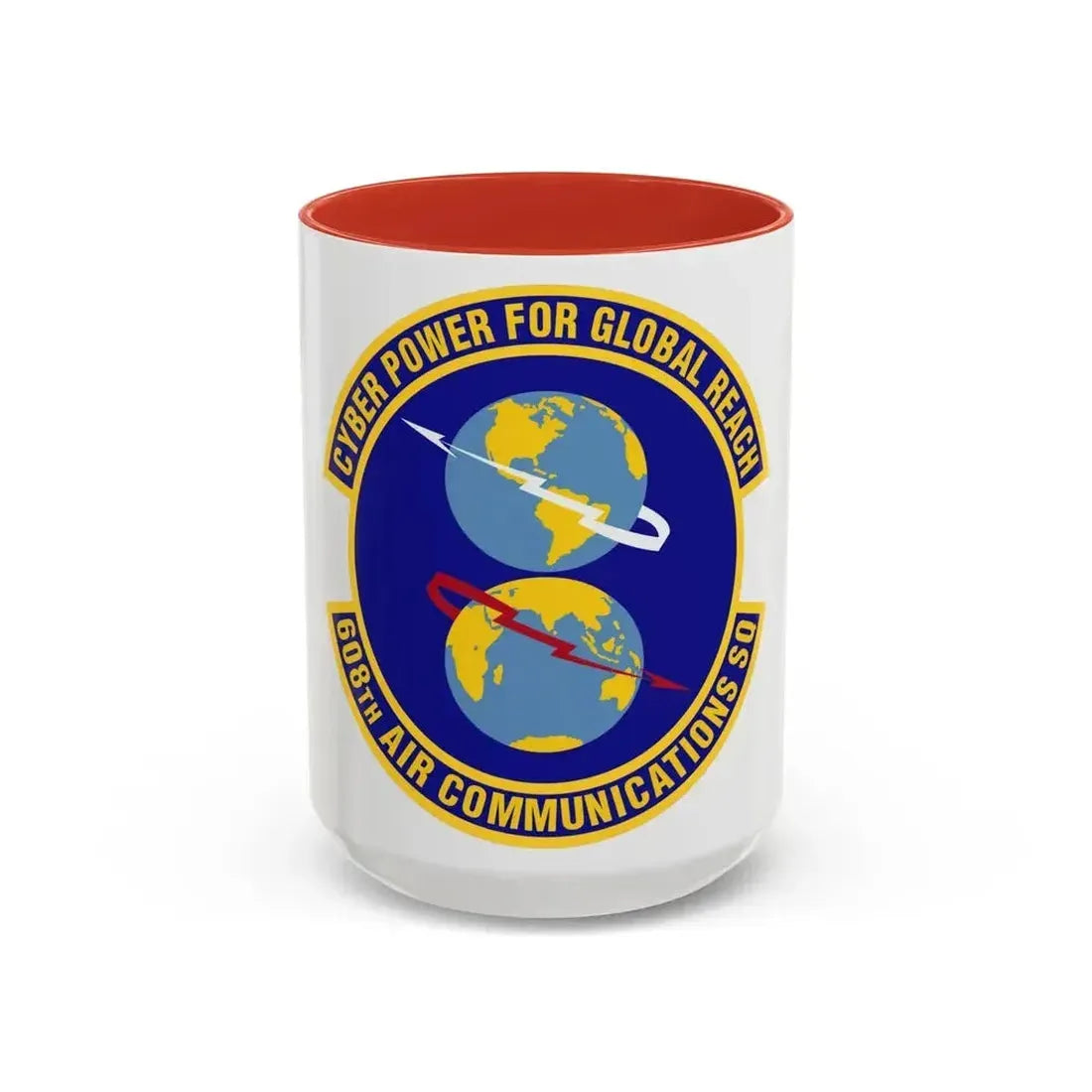 608th Air Communications Squadron (U.S. Air Force) Accent Coffee Mug 15oz Red - Go Mug Yourself