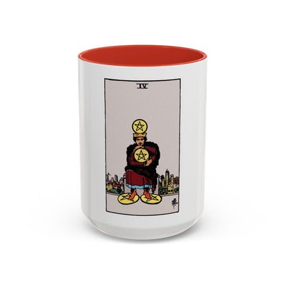 The 4 of Pentacles (Tarot Card) Accent Coffee Mug