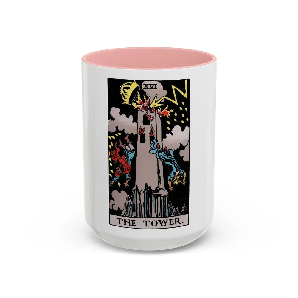 The Tower (Tarot Card) Accent Coffee Mug-15oz-Pink-Go Mug Yourself