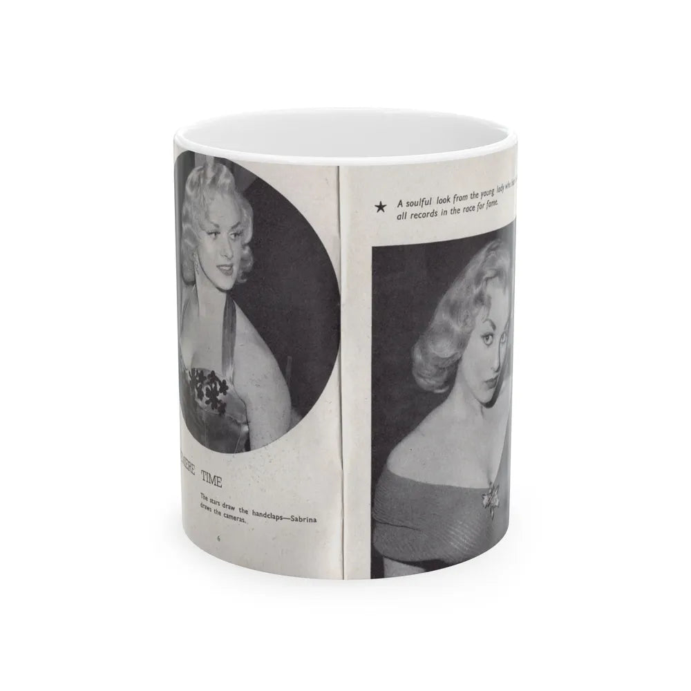 Norma Sykes #138 - 66 PHOTOGRAPHS OF Sabrina U.K. Pocket Mag. Pages 6 & 7 (Vintage Female Icon) White Coffee Mug-11oz-Go Mug Yourself