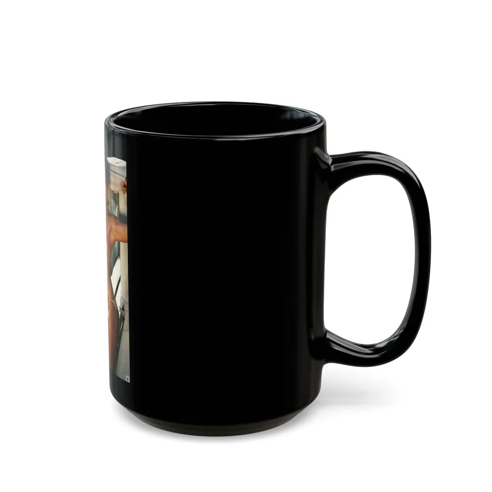 Barbara Carrera #35 - Topless (Vintage Female Icon) Black Coffee Mug-Go Mug Yourself