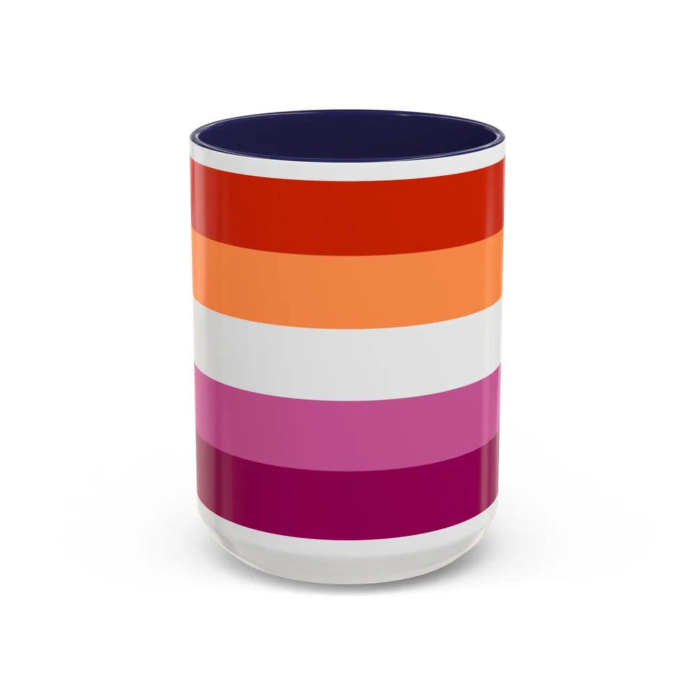 Lesbian 3 Pride Flag - Accent Coffee Mug-15oz-Navy-Go Mug Yourself