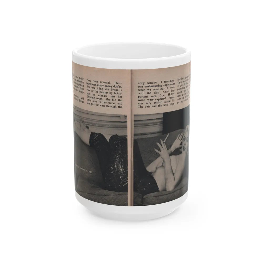 Jayne Mansfield #304 - JAYNE Pocket Magazine Pages 52 & 53 (Vintage Female Icon) White Coffee Mug-15oz-Go Mug Yourself