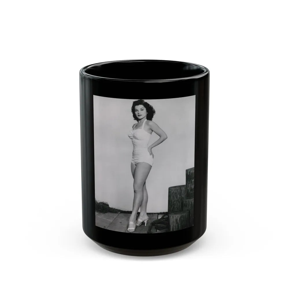 Debra Paget #264 - 8x10 Full Body 1-Piece White Swimsuit Cheesecake Photo Re-Strike from Mid 50's (Vintage Female Icon) Black Coffee Mug-15oz-Go Mug Yourself