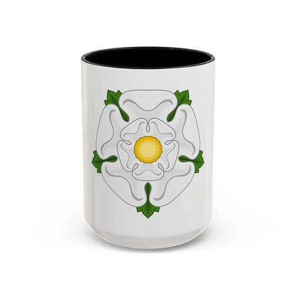 White Rose Badge of York - Accent Coffee Mug-15oz-Black-Go Mug Yourself