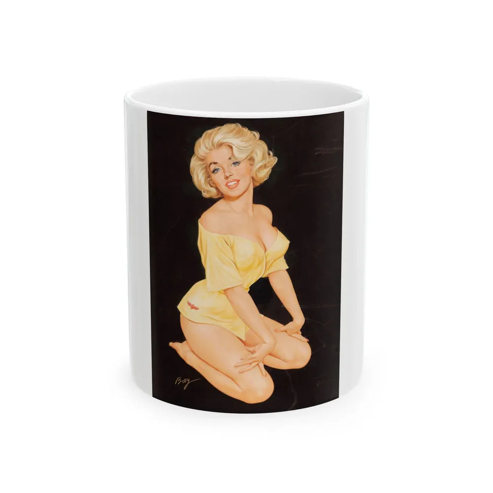 Blonde Pin-Up - White Coffee Mug-11oz-Go Mug Yourself