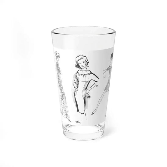 60s Chicks (Center drawing by K. Place, 1963) (Magazine Illustration) Pint Glass 16oz 16oz - Go Mug Yourself