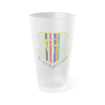 60th Air Mobility Wing (U.S. Air Force) Frosted Pint Glass 16oz-Go Mug Yourself