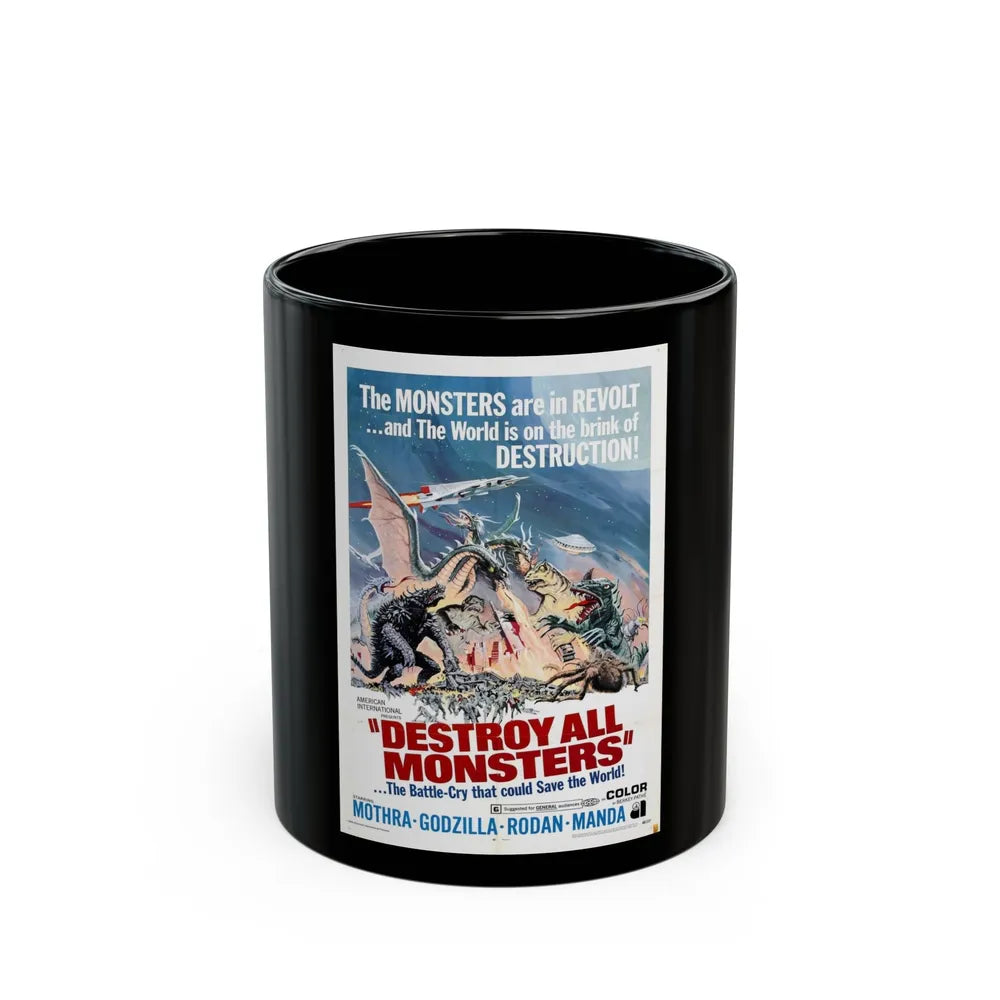 DESTROY ALL MONSTERS (GODZILLA) 1968 Movie Poster - Black Coffee Mug-11oz-Go Mug Yourself