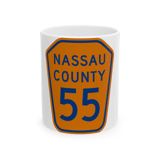 Nassau County 55 NY (New York) (Road Sign) White Coffee Mug