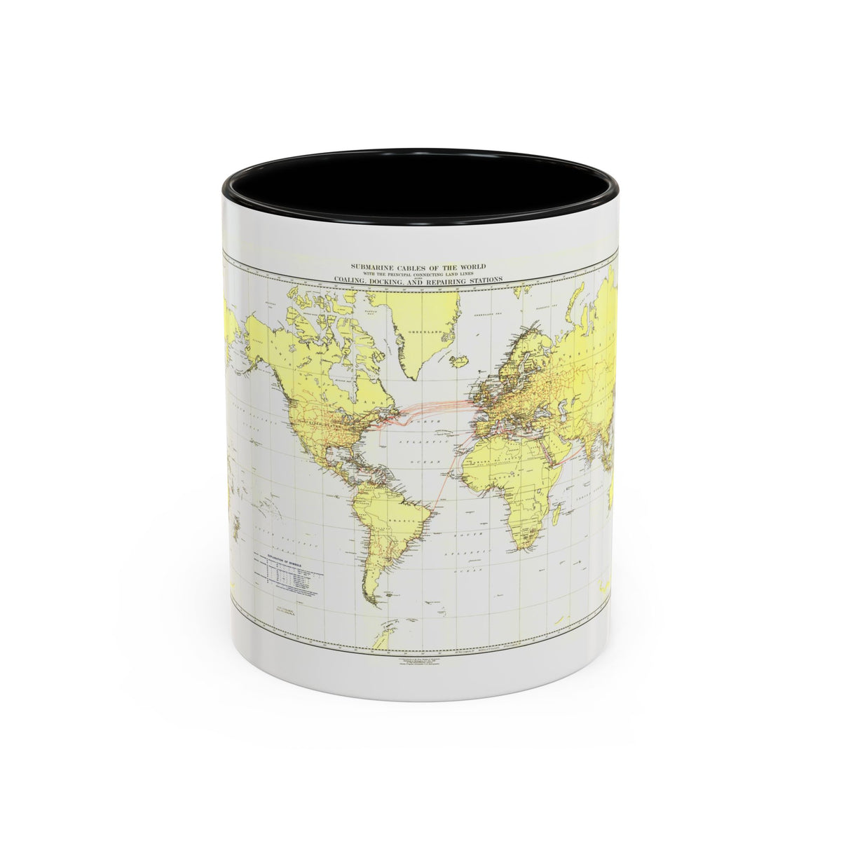 Submarine Cables of the World (1896) (Map) Accent Coffee Mug