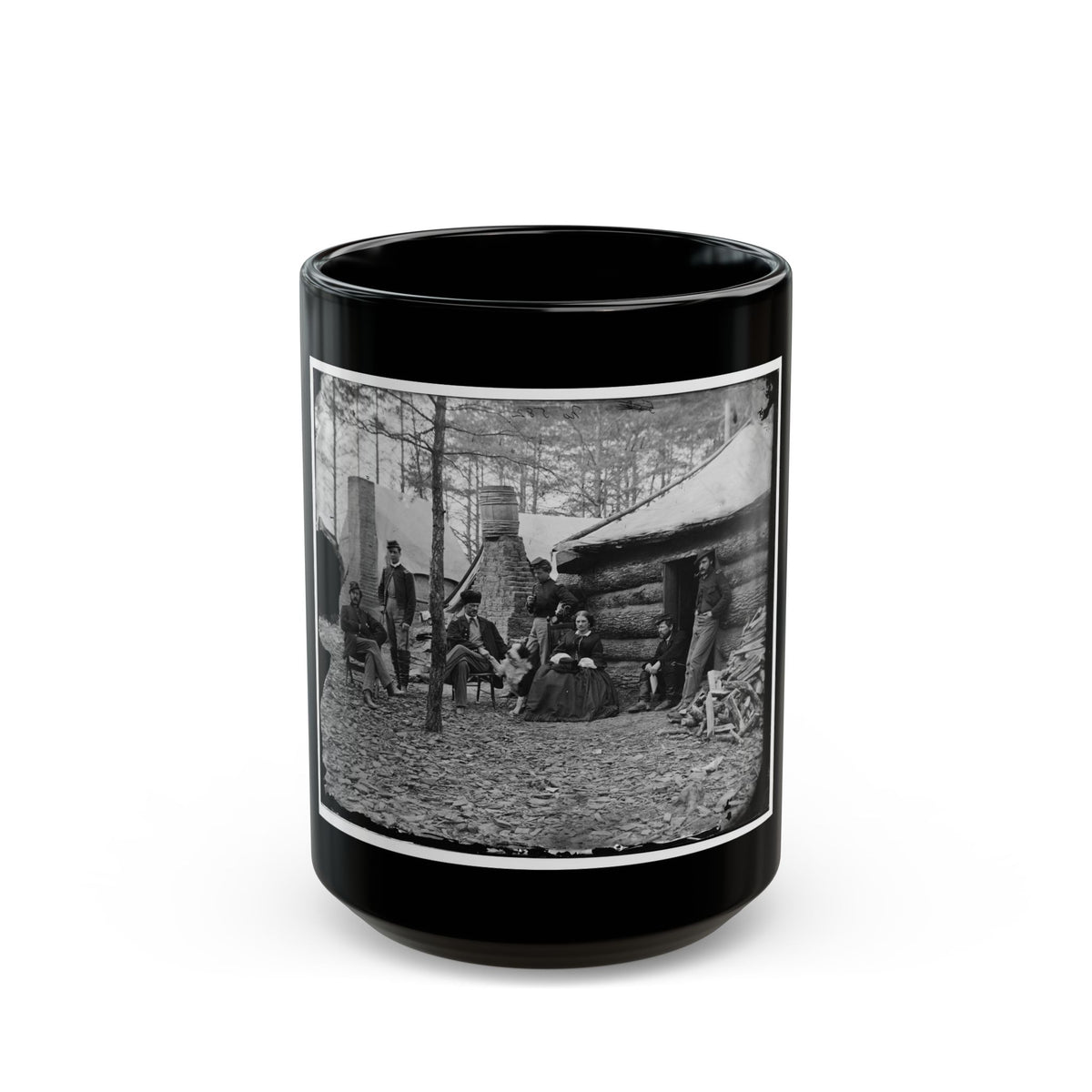 Brandy Station, Va. Officers And A Lady At Headquarters Of 1st Brigade, Horse Artillery (U.S. Civil War) Black Coffee Mug