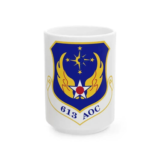 613 Air Operations Center PACAF (U.S. Air Force) White Coffee Mug 15oz - Go Mug Yourself