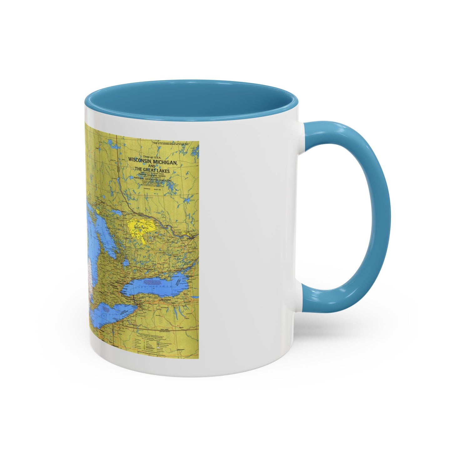 USA - Wisconsin, Michigan ,Great Lakes 1 (1973) (Map) Accent Coffee Mug