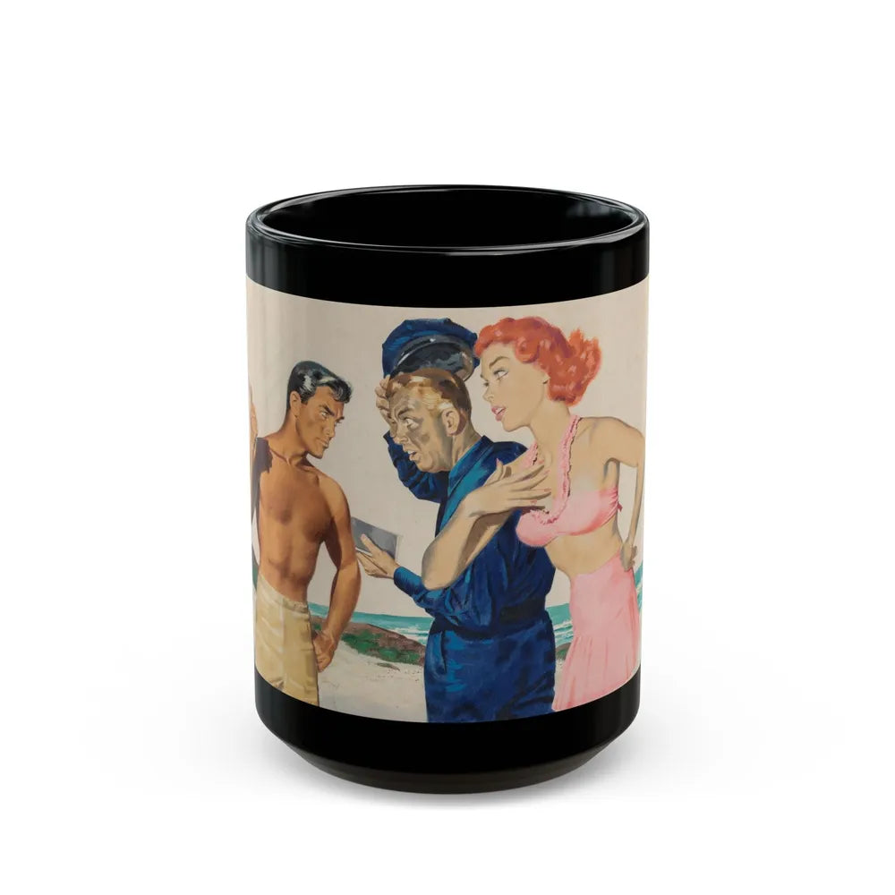 Couple and Cop, probable magazine illustration - Black Coffee Mug-15oz-Go Mug Yourself