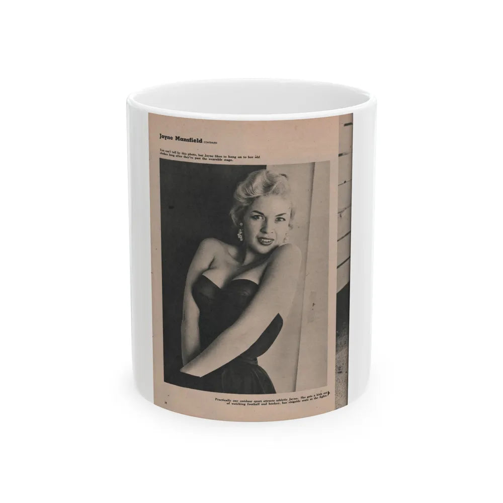 Jayne Mansfield #172 - Fabulous Females Mag. Issue #01 '55 - 1 B&W Photo (Vintage Female Icon) White Coffee Mug-11oz-Go Mug Yourself