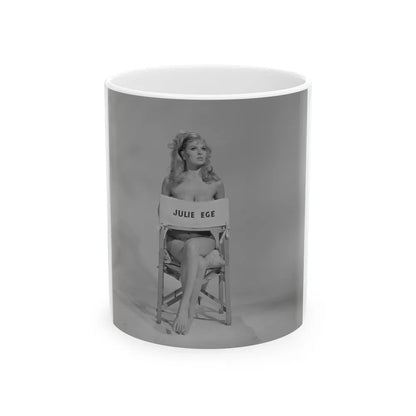 Julie Ege #271 - 8x10 B&W Semi Nude B&W Full Body Shot from 70's (Vintage Female Icon) White Coffee Mug-11oz-Go Mug Yourself