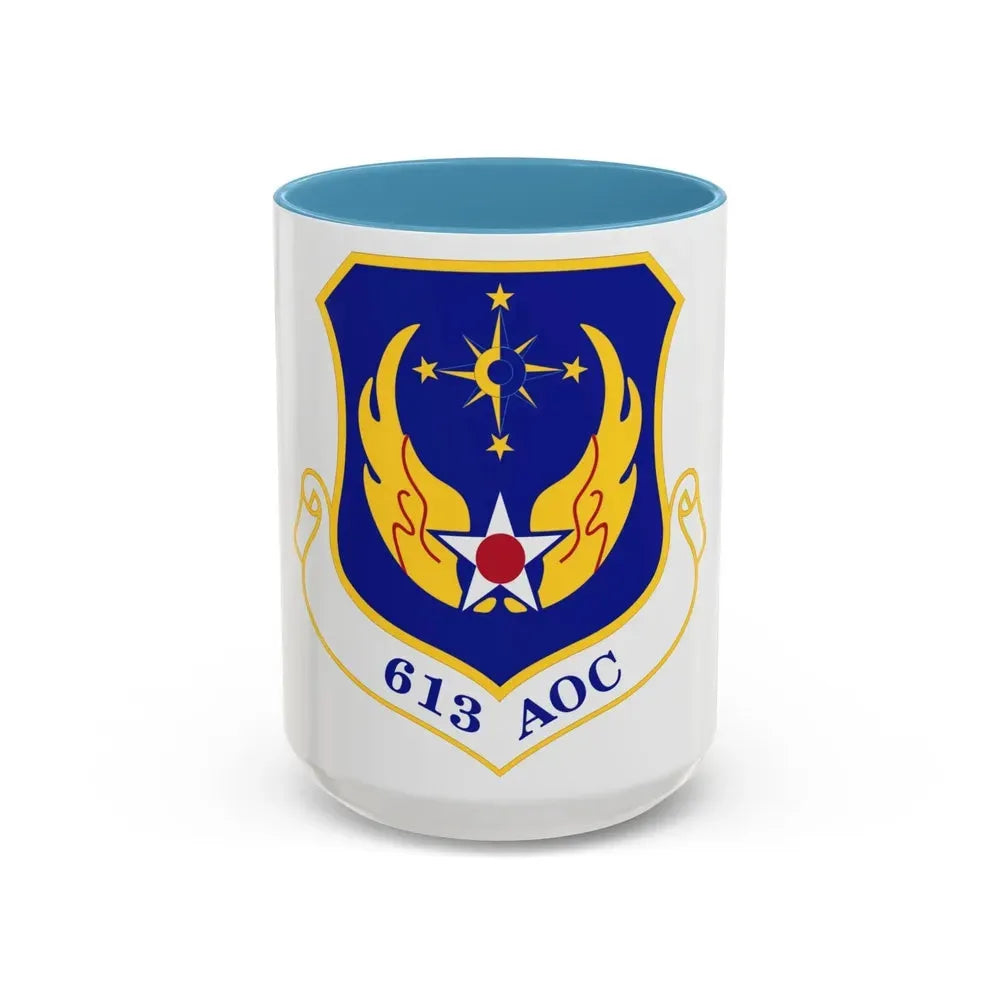 613th Air and Space Operations Center (U.S. Air Force) Accent Coffee Mug 15oz Light Blue - Go Mug Yourself