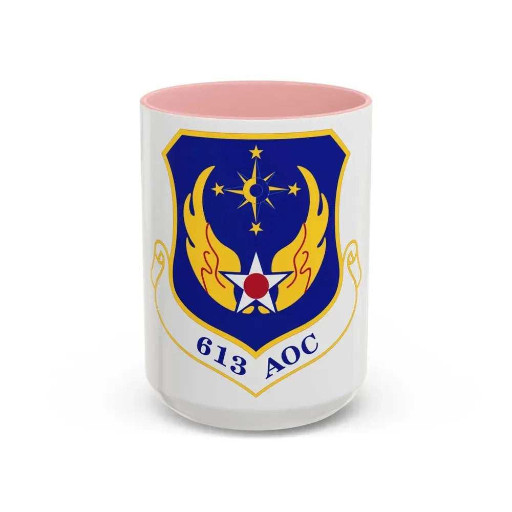 613th Air and Space Operations Center (U.S. Air Force) Accent Coffee Mug 15oz Pink - Go Mug Yourself