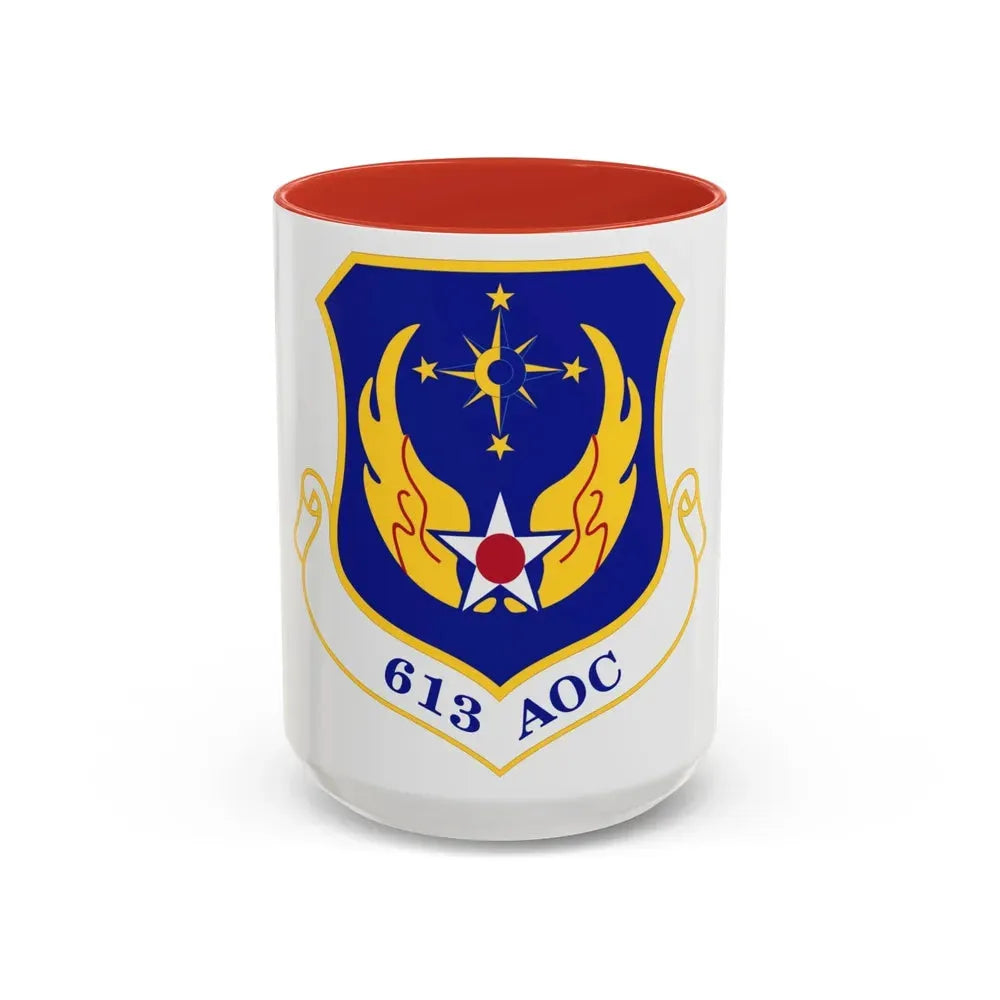 613th Air and Space Operations Center (U.S. Air Force) Accent Coffee Mug 15oz Red - Go Mug Yourself
