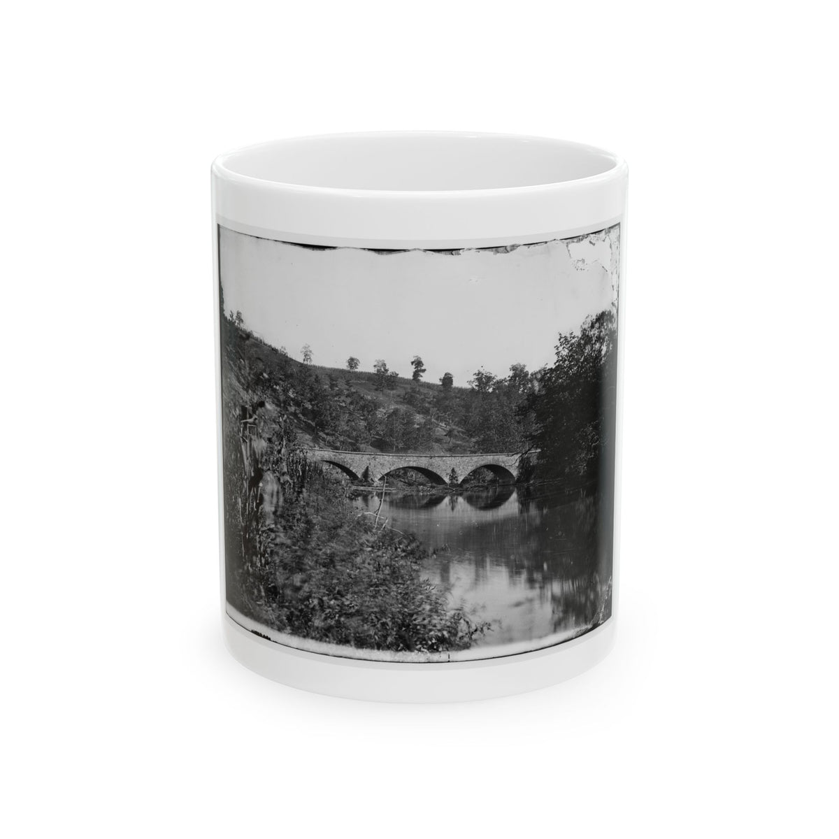 Antietam, Maryland. Antietam Bridge, Looking Down Stream (U.S. Civil War) White Coffee Mug