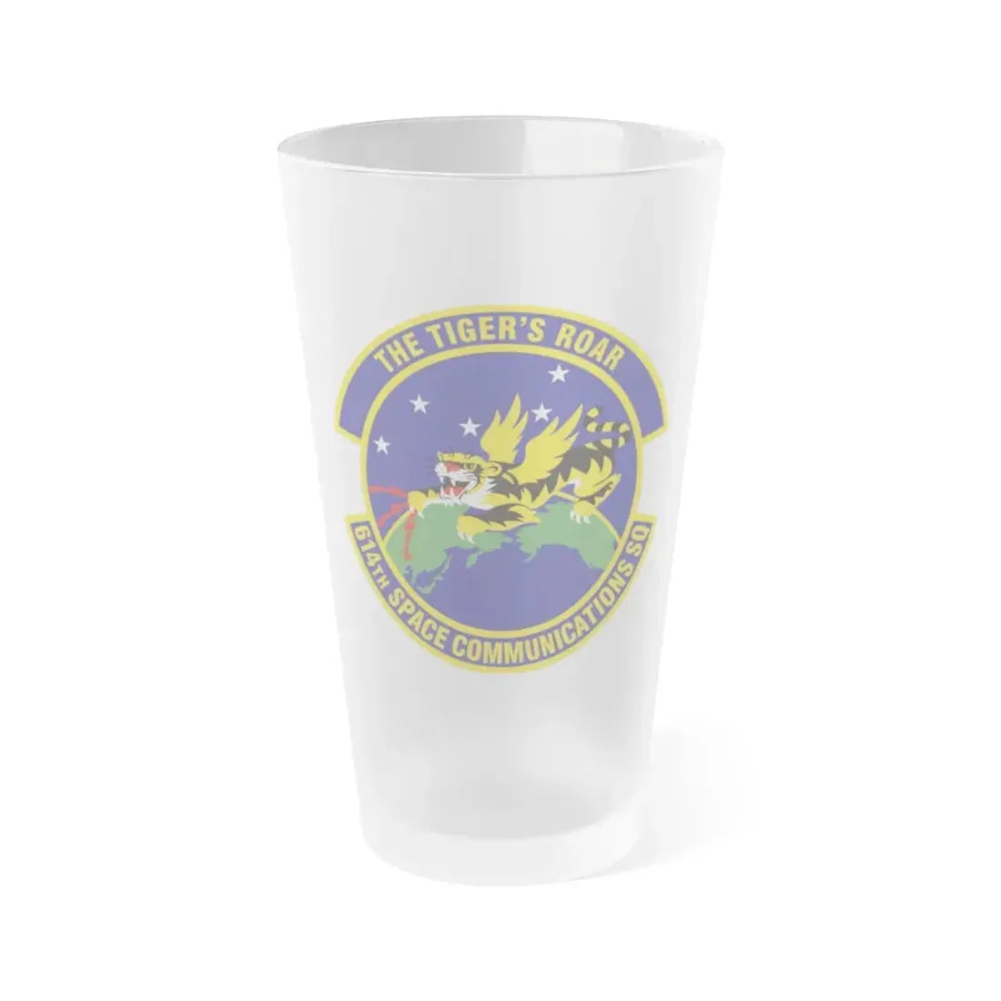 614th Space Communications Squadron (U.S. Air Force) Frosted Pint Glass 16oz - Go Mug Yourself