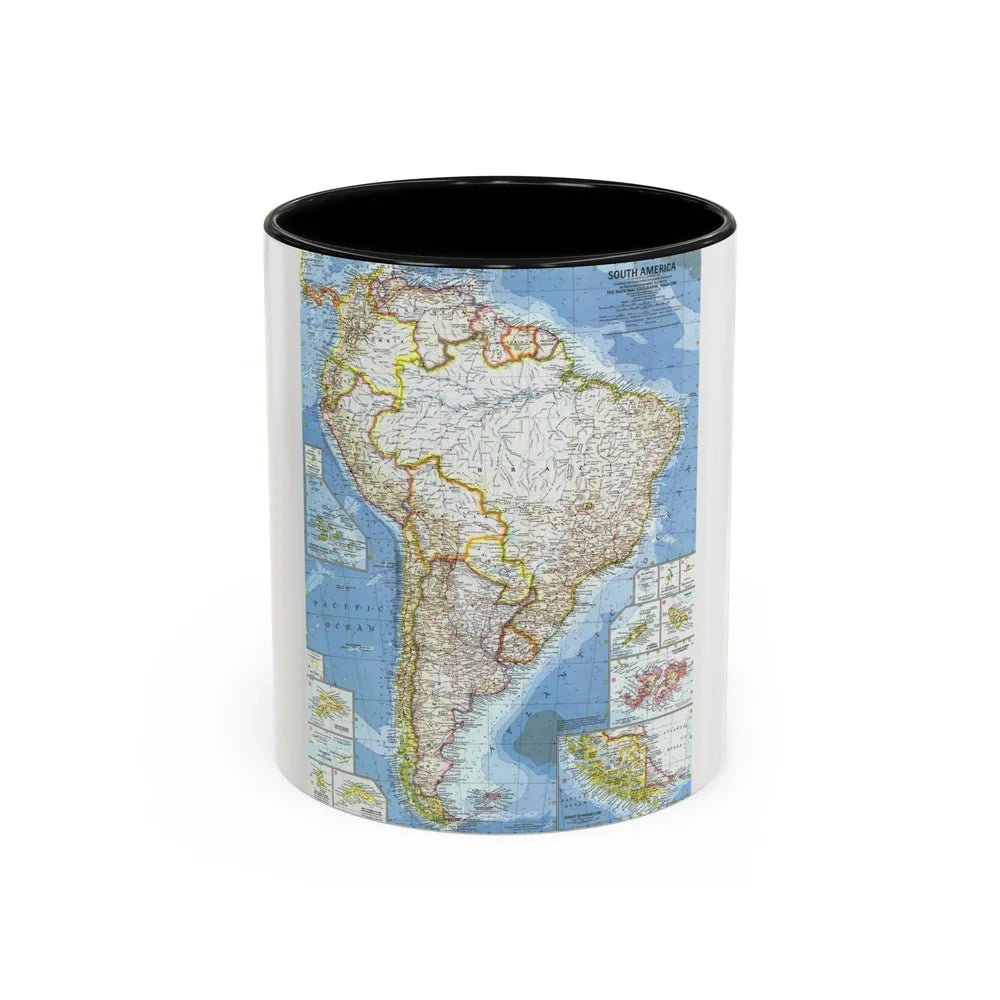 South America (1960) (Map) Accent Coffee Mug-11oz-Black-Go Mug Yourself