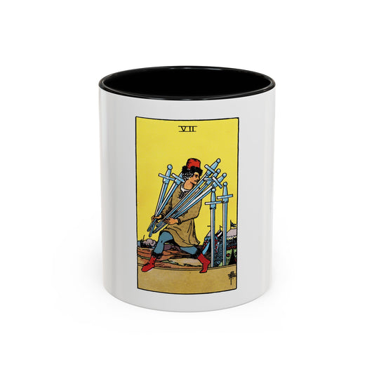 The 7 of Swords (Tarot Card) Accent Coffee Mug