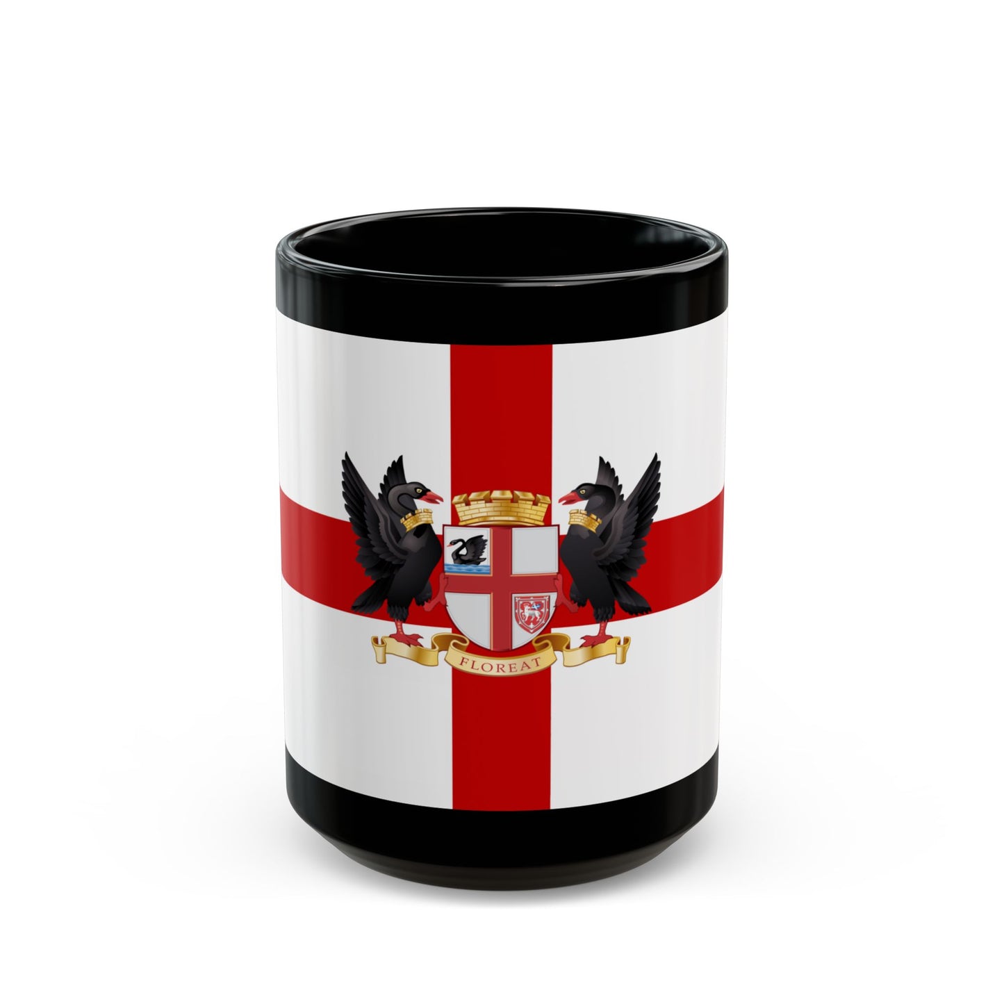 Flag of the City of Perth Australia - Black Coffee Mug-15oz-Go Mug Yourself