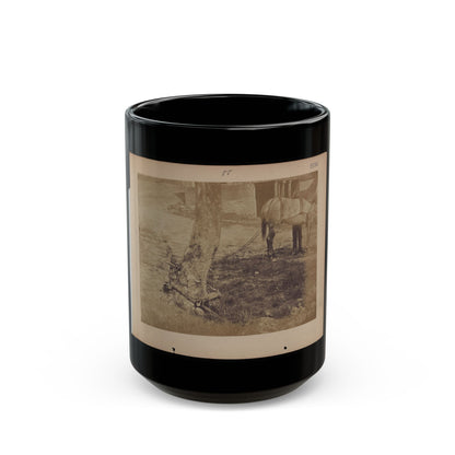 Military Railroad Operations In Northern Virginia  Pieces Of Rail And Wood Chained Around A Tree (U.S. Civil War) Black Coffee Mug