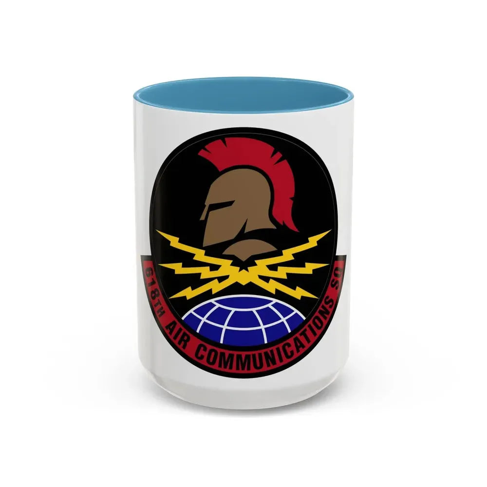 618 Air Communications Squadron AMC (U.S. Air Force) Accent Coffee Mug 15oz Light Blue - Go Mug Yourself