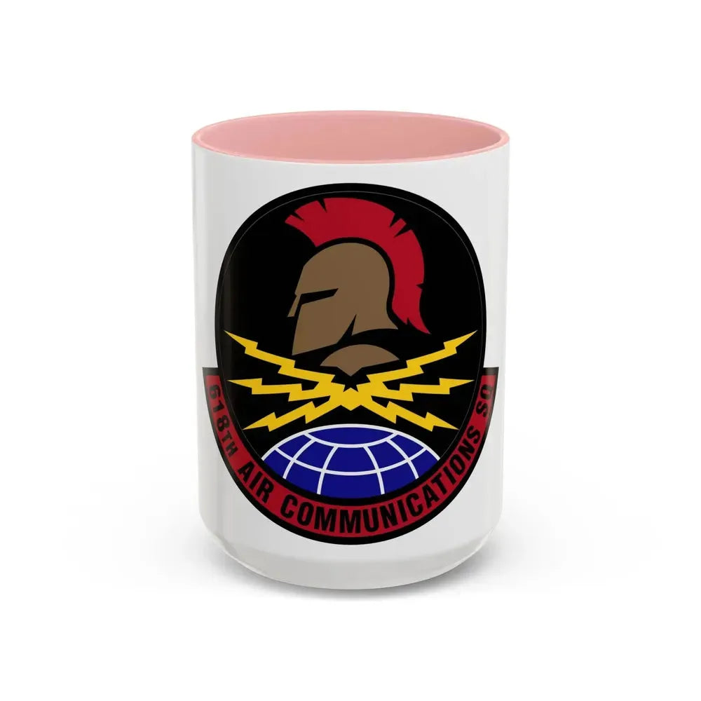 618 Air Communications Squadron AMC (U.S. Air Force) Accent Coffee Mug 15oz Pink - Go Mug Yourself