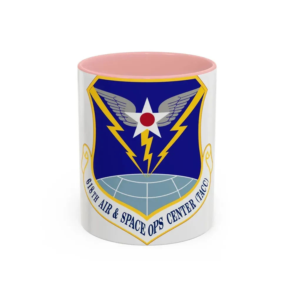 618 Air Operations Center AMC (U.S. Air Force) Accent Coffee Mug 11oz Pink - Go Mug Yourself