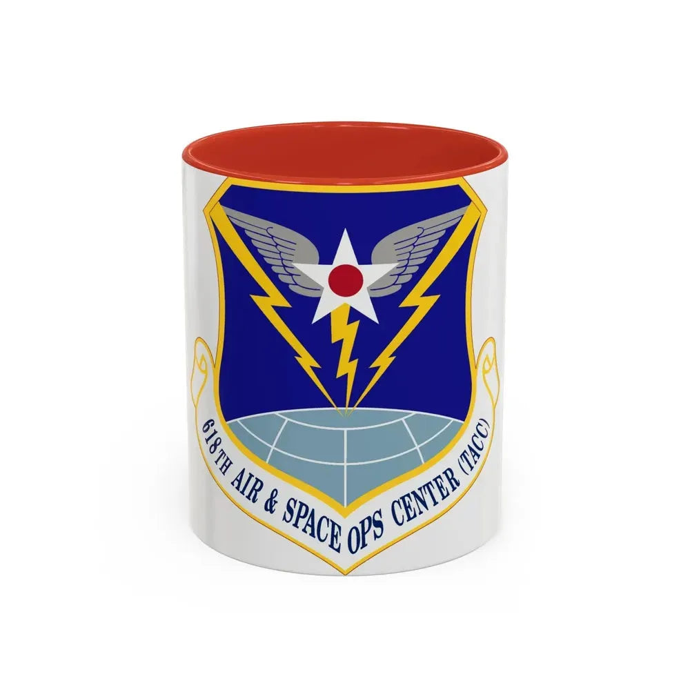 618 Air Operations Center AMC (U.S. Air Force) Accent Coffee Mug 11oz Red - Go Mug Yourself