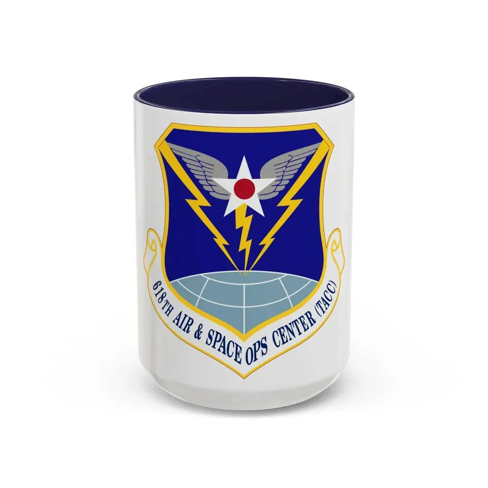 618 Air Operations Center AMC (U.S. Air Force) Accent Coffee Mug 15oz Navy - Go Mug Yourself