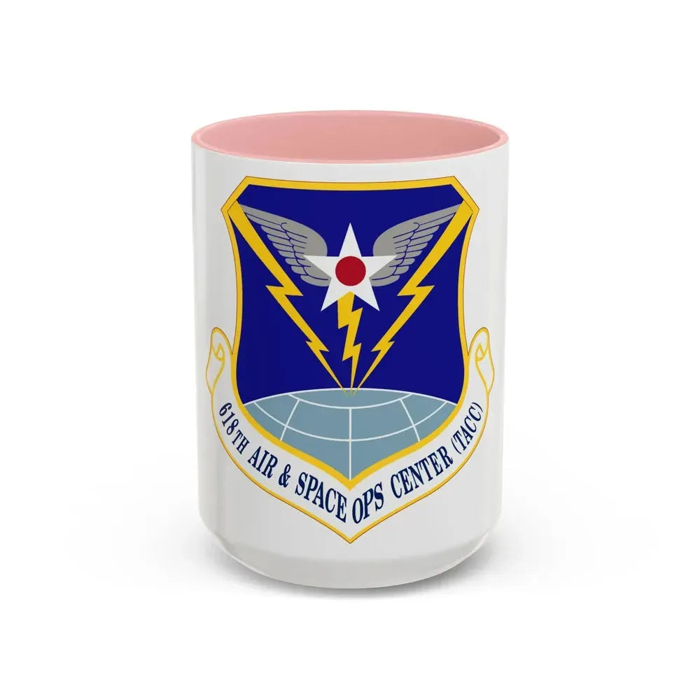 618 Air Operations Center AMC (U.S. Air Force) Accent Coffee Mug 15oz Pink - Go Mug Yourself