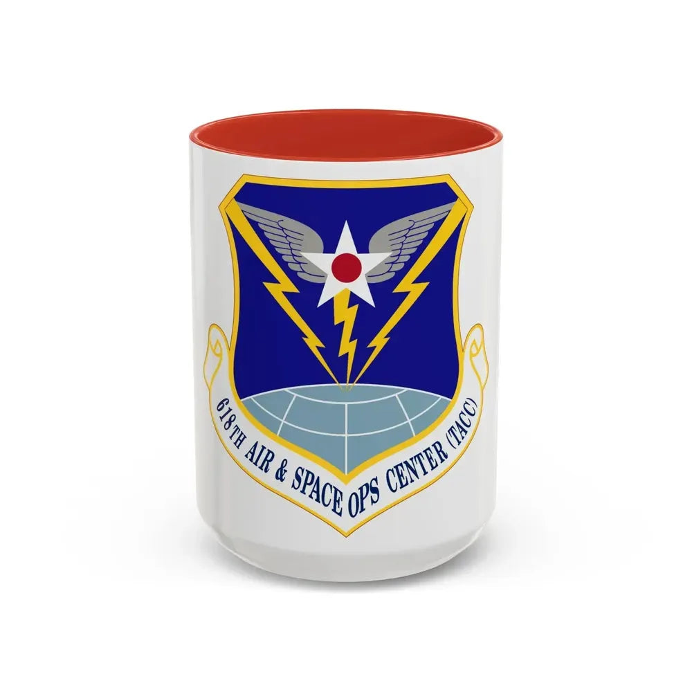 618 Air Operations Center AMC (U.S. Air Force) Accent Coffee Mug 15oz Red - Go Mug Yourself
